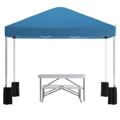 Flash Furniture 10'x10' Pop Up Event Canopy Tent With Wheeled Case And Folding Bench Set - Portable Tailgate, Camping, Event Set -Garden & Outdoors GUEST f9ec948a 3bd9 422c 886e 7f03e5258013