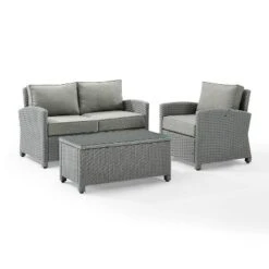 3pc Bradenton Outdoor Steel Conversation Set Gray - Crosley -Garden & Outdoors GUEST f9f12402 7de9 4344 a498 8313c3e96d0e