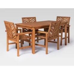 5pc Slatted Chevron Acacia Wood Patio Dining Set - Saracina Home 21 5pc Slatted Chevron Acacia Wood Patio Dining Set - Saracina Home -Garden & Outdoors GUEST fa70badb acbd 4084 ae4d 76306d112264
