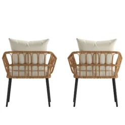 Merrick Lane Set Of Two Indoor/Outdoor Boho Style Open Weave Rattan Rope Patio Chairs With Cushions 15 Merrick Lane Set Of Two Indoor/Outdoor Boho Style Open Weave Rattan Rope Patio Chairs With Cushions -Garden & Outdoors GUEST fb92ed0d 307f 43b4 baa2 f9b73179f5a1