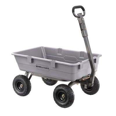 Gorilla Carts 800 Pound Capacity Heavy Duty Poly Yard Garden Steel Dump Utility Wheelbarrow Wagon Cart With 2 In 1 Towing ATV Handle, Gray 5 Gorilla Carts 800 Pound Capacity Heavy Duty Poly Yard Garden Steel Dump Utility Wheelbarrow Wagon Cart With 2 In 1 Towing ATV Handle, Gray - Image 3