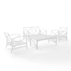 4pc Kaplan Outdoor Steel Conversation Set Mist/White - Crosley -Garden & Outdoors GUEST fbf7e9b4 6b82 463b b6a5 ffbd7beb1129