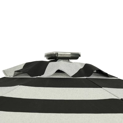 9' X 9' Mirage II Fiesta Market Patio Umbrella With Solar LED Tube Lights Black/White - Island Umbrella 12 9' X 9' Mirage II Fiesta Market Patio Umbrella With Solar LED Tube Lights Black/White - Island Umbrella - Image 10