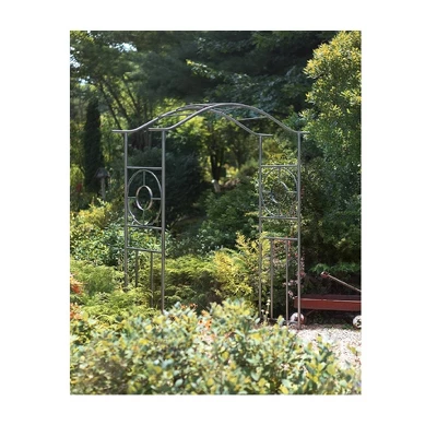 Achla Designs 84" Elegant Handcrafted Tuscany Iron Garden Arbor Graphite Powder Coated Finish 4 Achla Designs 84" Elegant Handcrafted Tuscany Iron Garden Arbor Graphite Powder Coated Finish - Image 2