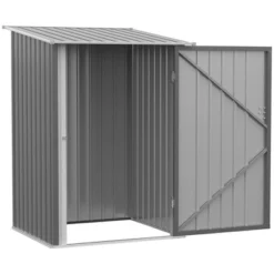 Outsunny 3.3' X 3.4' Lean-to Garden Storage Shed, Small Outdoor Galvanized Steel Tool House With Lockable Door For Patio, Backyard, Lawn, Gray -Garden & Outdoors GUEST fe02427a 0ffb 48d2 be5a c6359bfd21b6