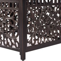 5pc Outdoor Dining Set With 48" Rectangle Fire Table, Deep Seating Swivel Rocking Chairs, Wind Blocker Lid & Fabric Covers - Oakland Living -Garden & Outdoors GUEST fe6bf3d4 ec6a 43e8 9000 8aa3a927b2c1 1