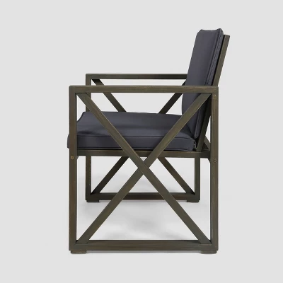 Andora 4pk Acacia Wood Club Chairs - Gray/Dark Gray - Christopher Knight Home 5 Andora 4pk Acacia Wood Club Chairs - Gray/Dark Gray - Christopher Knight Home - Image 3